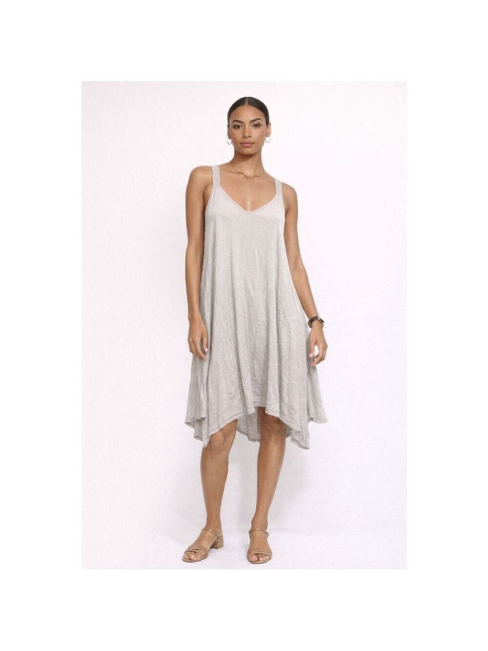 NWOT Marronie Gray Swing Dress Lace Racerback Sleeveless Cotton Modal S